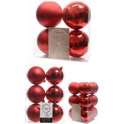 Kerstversiering kunststof kerstballen rood 6-8-10 cm pakket van 22x stuks - Kerstbal