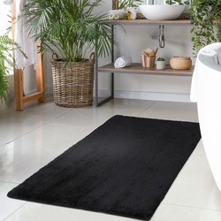 Tapijtenloods Paradise Badmat Hoogpolig Anti-Slip Zwart- 50x90 CM