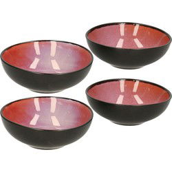 Svenska living Tapas schaaltjes - 4x - zwart/roze - aardewerk - 12 x 4 cm - Snack en tapasschalen