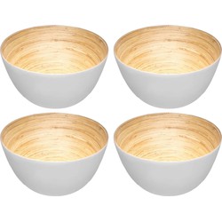 Set van 4x stuks Slakommetjes/serveer schaaltjes - bamboe - D17 cm - Saladeschalen