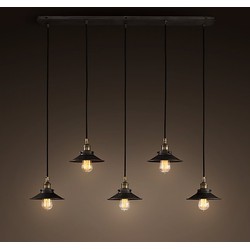 Groenovatie Industrieel Design Hanglamp 5 Kappen Zwart