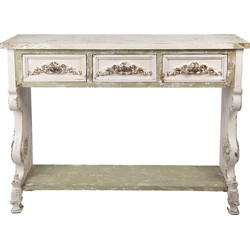 Clayre & Eef Sidetable 129x36x99 cm Wit Groen Hout