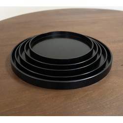 QUVIO Houten dienblad rond - Zwart - 36 cm