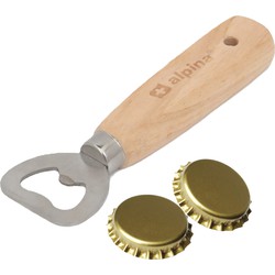 Flessenopener - hout/metaal - 14 cm - bierflesje opener - Flesopeners