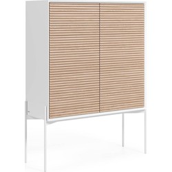 Kave Home - Marielle 2-deurs dressoir van gelakt essenfineer en wit metaal, 107 x 140 cm