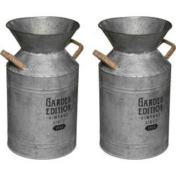 Atmosphera Melkbus vorm vaas/container - 2x - Zink - zilvergrijs - 26 x 48 cm - Vazen