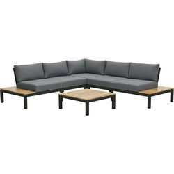 Antoinette lounge set 4-dlg c. black/mystic grey/teak look