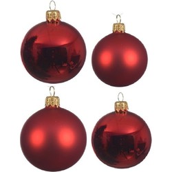 Glazen kerstballen pakket kerstrood glans/mat 38x stuks 4 en 6 cm - Kerstbal