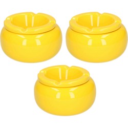 3x stuks Ronde asbakken geel 11 cm - Asbakken