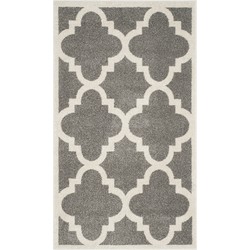 Safavieh Trellis Indoor/Outdoor Woven Area Rug, Amherst Collection, AMT423, in Dark Grey & Beige, 122 X 183 cm