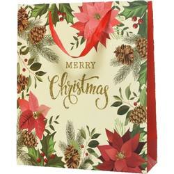 Grote kerst cadeautas/tas voor kerstcadeautjes Merry Christmas 72 cm - Cadeaudoosjes