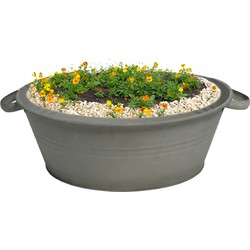 Mega Collections teil/plantenpot Farmer - zink - donkergrijs - D30 X H14 cm - IJzeren emmer / teil