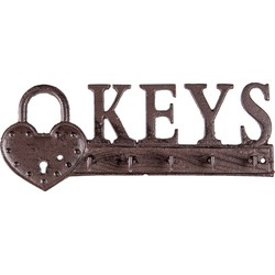 Clayre & Eef Sleutelrekje  26x3x10 cm Bruin Ijzer Keys Wandhaak