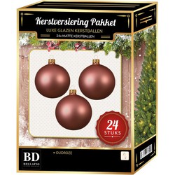 Oudroze Kerstversiering Kerstballen 24-delig 6 en 8 cm - Kerstbal