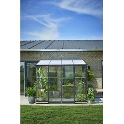 Muurkas Qube Lean-to 68 zwart 3 mm veiligheidsglas 6 mm polycarbonaat