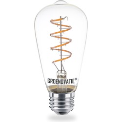 Groenovatie E27 LED Filament Rustikalamp 6W Spiral Extra Warm Wit Dimbaar