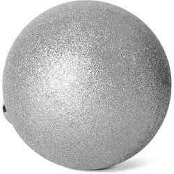Grote kerstballen zilver glitters kunststof 20 cm - Kerstbal
