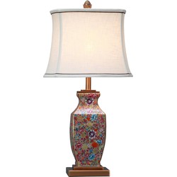 Fine Asianliving Oosterse Tafellamp Porselein Multicolor met Kap