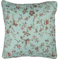 Clayre & Eef Kussenhoes  50x50 cm Turquoise Polyester Vierkant Sierkussenhoes