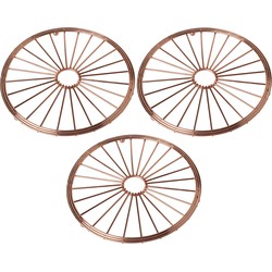 Set van 3x stuks ronde pannen onderzetters van metaal koper 20 cm - Panonderzetters