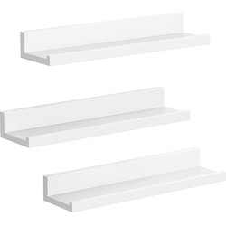 Set van 3 Witte Wandplanken met Rand - L38 cm