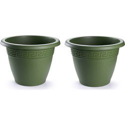 Plasticforte Plantenpot - 5x - donkergroen - 25x19 cm - kunststof - Plantenpotten