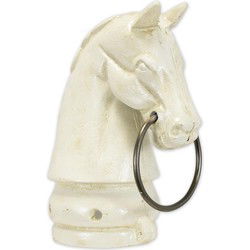 Gietijzeren paal paardenhoofd - wit