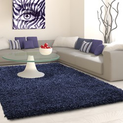 Tapijtenloods Basic Shaggy vloerkleed Donker Blauw Hoogpolig- 160x230 CM