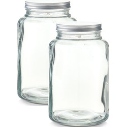 2x Glazen voorraadpotten/bewaarpotten 4900 ml 17 x 28 cm - Voorraadpot