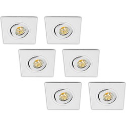 Groenovatie Inbouwspot LED 3W, Wit, Vierkant, Kantelbaar, Dimbaar, 6-Pack