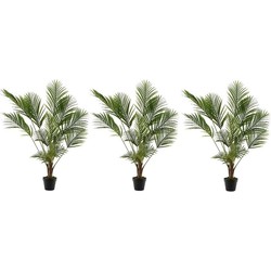 3x Groene Areca/goudpalm palmen kunstplanten 125 cm met zwarte pot - Kunstplanten