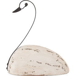 Clayre & Eef Kerstdecoratie Beeld Zwaan Wit Hout