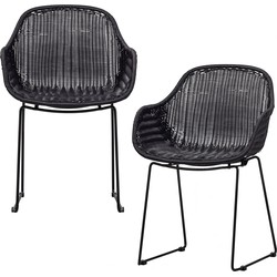 WOOOD Willow Loungestoel - Polyester - Zwart - Set van 2