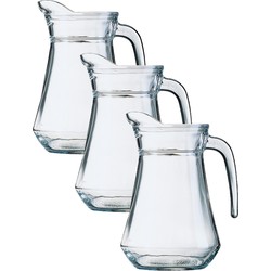 3x stuks glazen schenkkan/karaf 1 liter - Schenkkannen