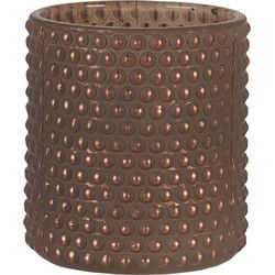 Clayre & Eef Theelichthouder  Ø 8x9 cm Bruin Glas Rond Waxinelichthouder