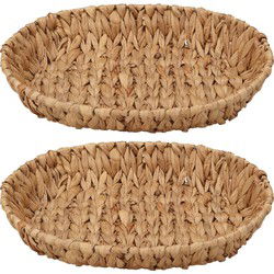 H&S Collection Broodmand - 2x - gevlochten riet - naturel - 35 x 28 x 6 cm - broodmand