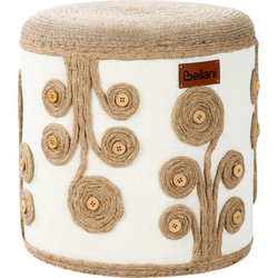 DIMAN - Poef - Wit/Beige - Jute