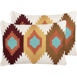 DANAPUR  - Sierkussen set van 2 - Multicolor - 40 x 60 cm - Katoen