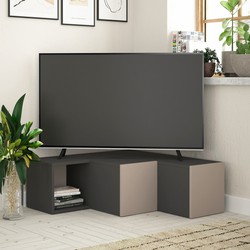 TV Meubel Compact Antraciet Bruin Melamine 90x32x92 cm