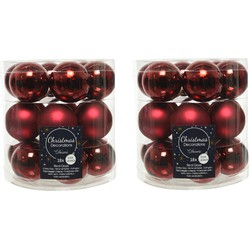 36x stuks kleine glazen kerstballen donkerrood (oxblood) 4 cm mat/glans - Kerstbal