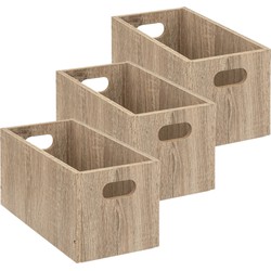 Set van 3x stuks opbergmand/kastmand 7 liter bruin/naturel van hout 31 x 15 x 15 cm - Opbergmanden