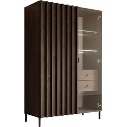 Meubella Dressoir Paz - Donker eiken - 92 cm - Met glas