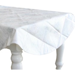 Witte tafelkleden/tafelzeilen paardenbloemen pluis print 160 cm rond - Tafelzeilen