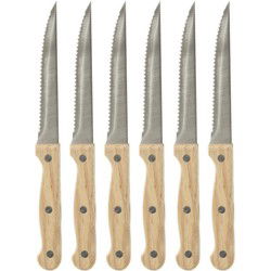 Steakmessen/vleesmessen - 6 stuks - RVS - 22 cm - Messen