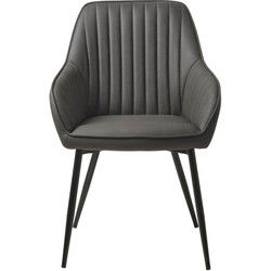 Eetkamerstoel PU Leer - Grijs - 59x58x83,5cm - Stoel Melfort - Set van 2