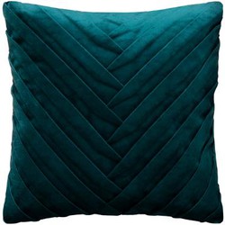 Fluwelen Kussen Weave - Petrol Blauw - Velvet - 40 x 40 cm (incl. vulling)