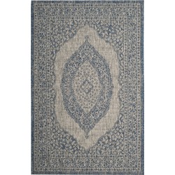Safavieh Contemporary Indoor/Outdoor Woven Area Rug, Courtyard Collection, CY8751, in Light Grey & Blue, 79 X 152 cm