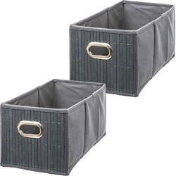 4x stuks opbergmand/kastmand 6.5 liter grijs linnen/bamboe 15 x 14 x 31 cm - Opbergmanden