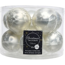 Decoris Kerstballen set - 10x - wit - glas - mat-glans - 6 cm - Kerstbal