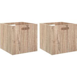 5Five Opberg/kast mand - 2x - lichtbruin - MDF hout - 29L - 31 x 31 x 31 cm - Opbergkisten